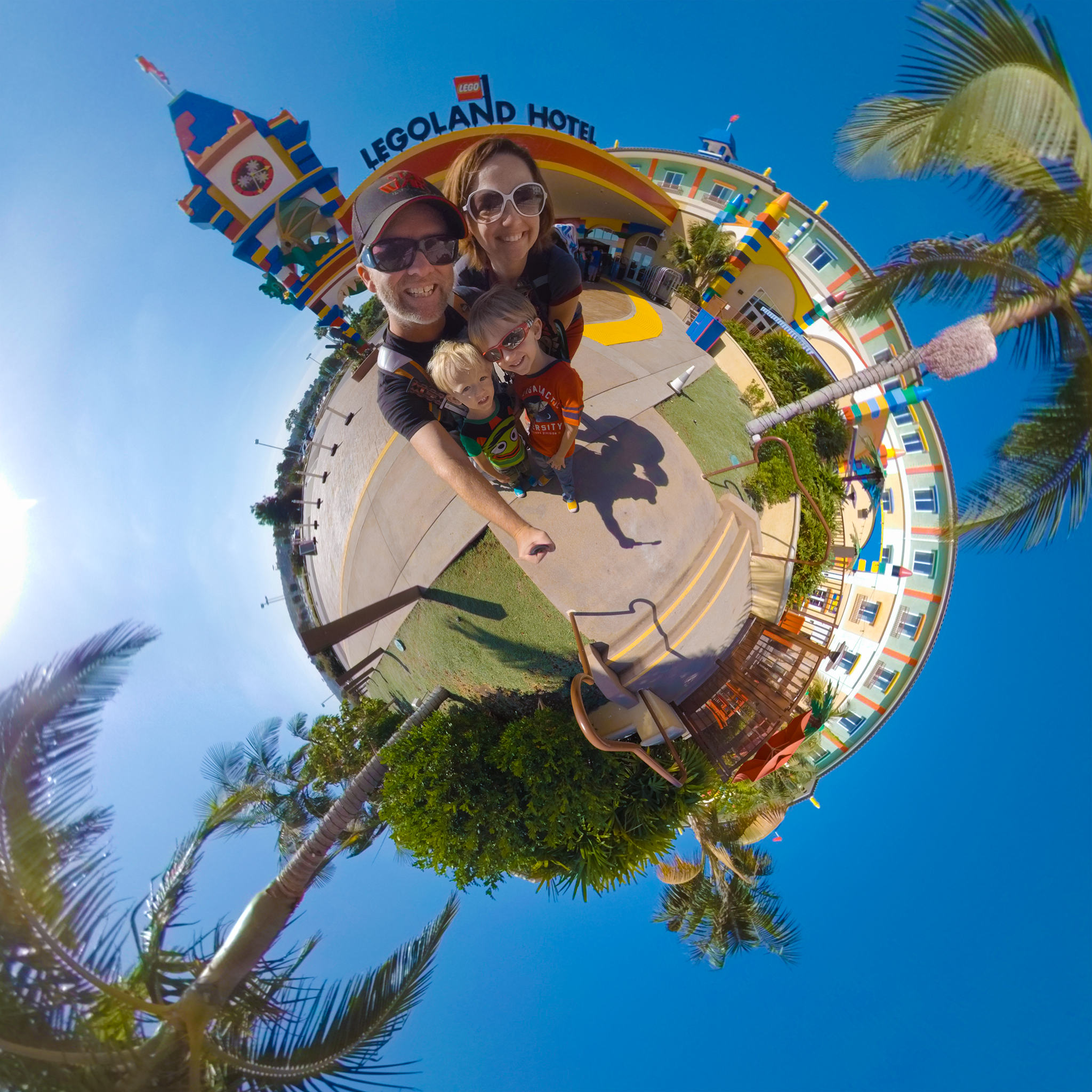 family at legoland - tiny planet shot