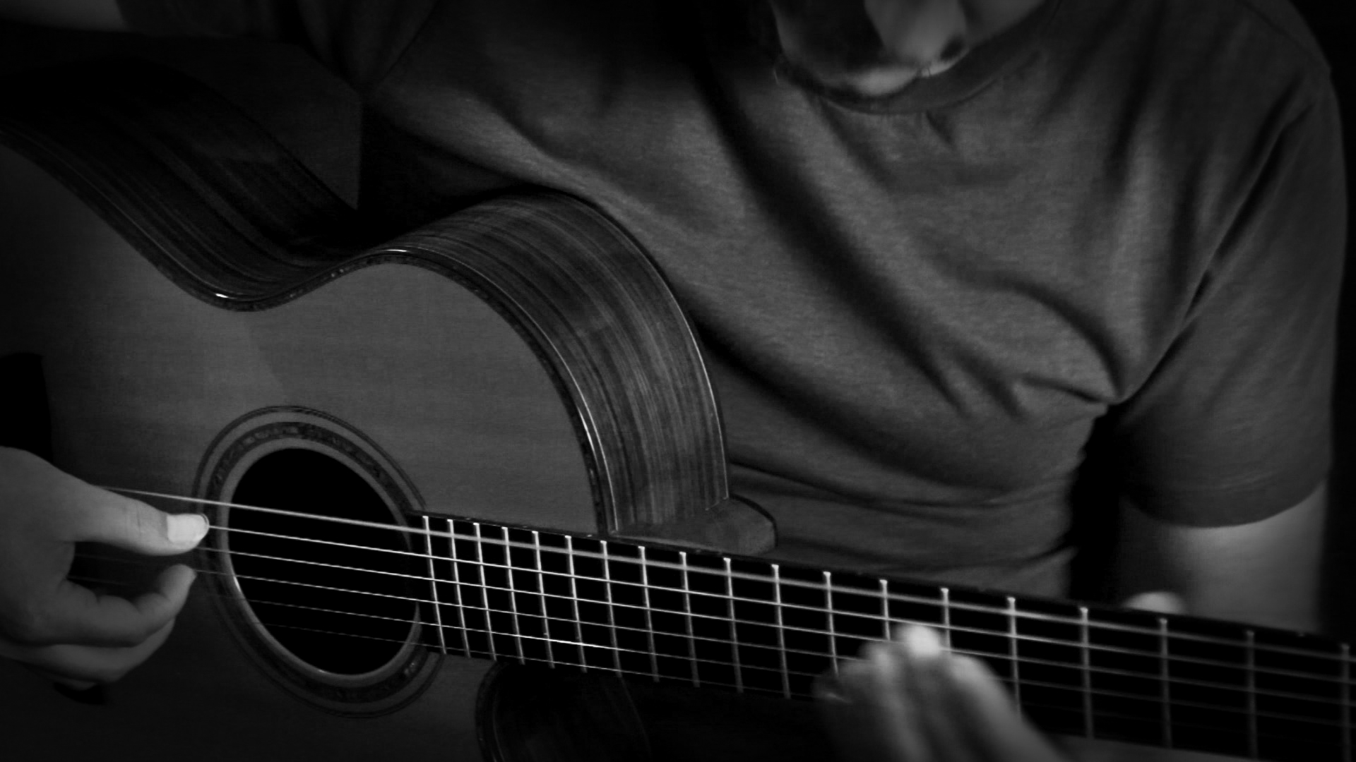 close-up guitar playing